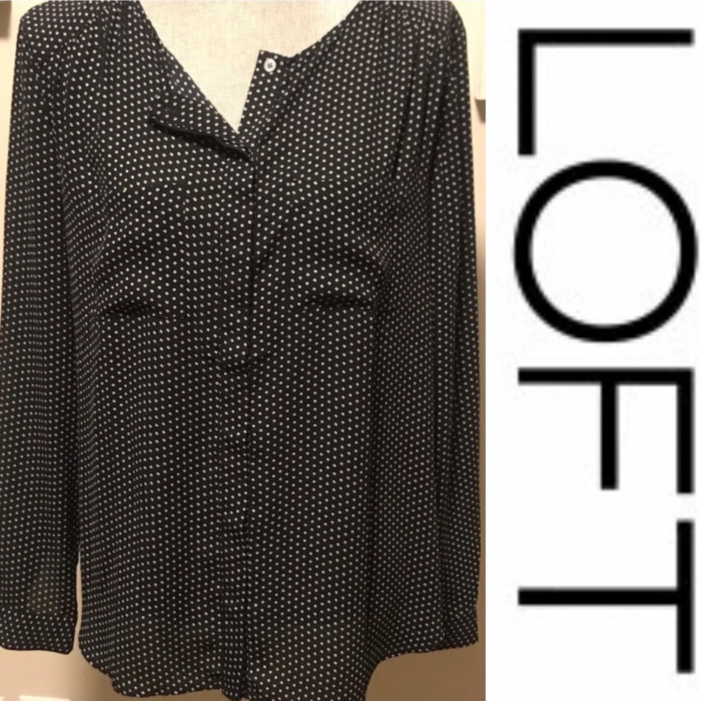 LOFT Collarless Button Down Blouse